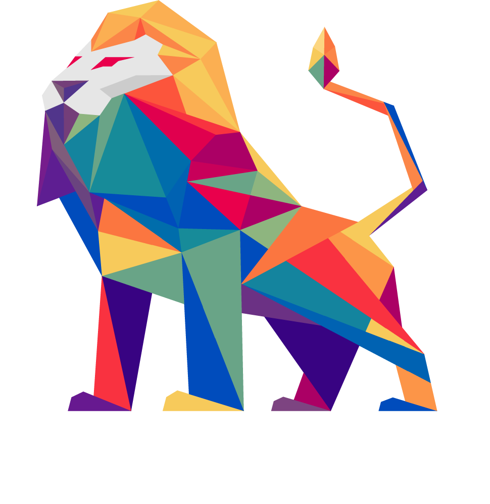 Makánal Tech colorful geometric lion logo